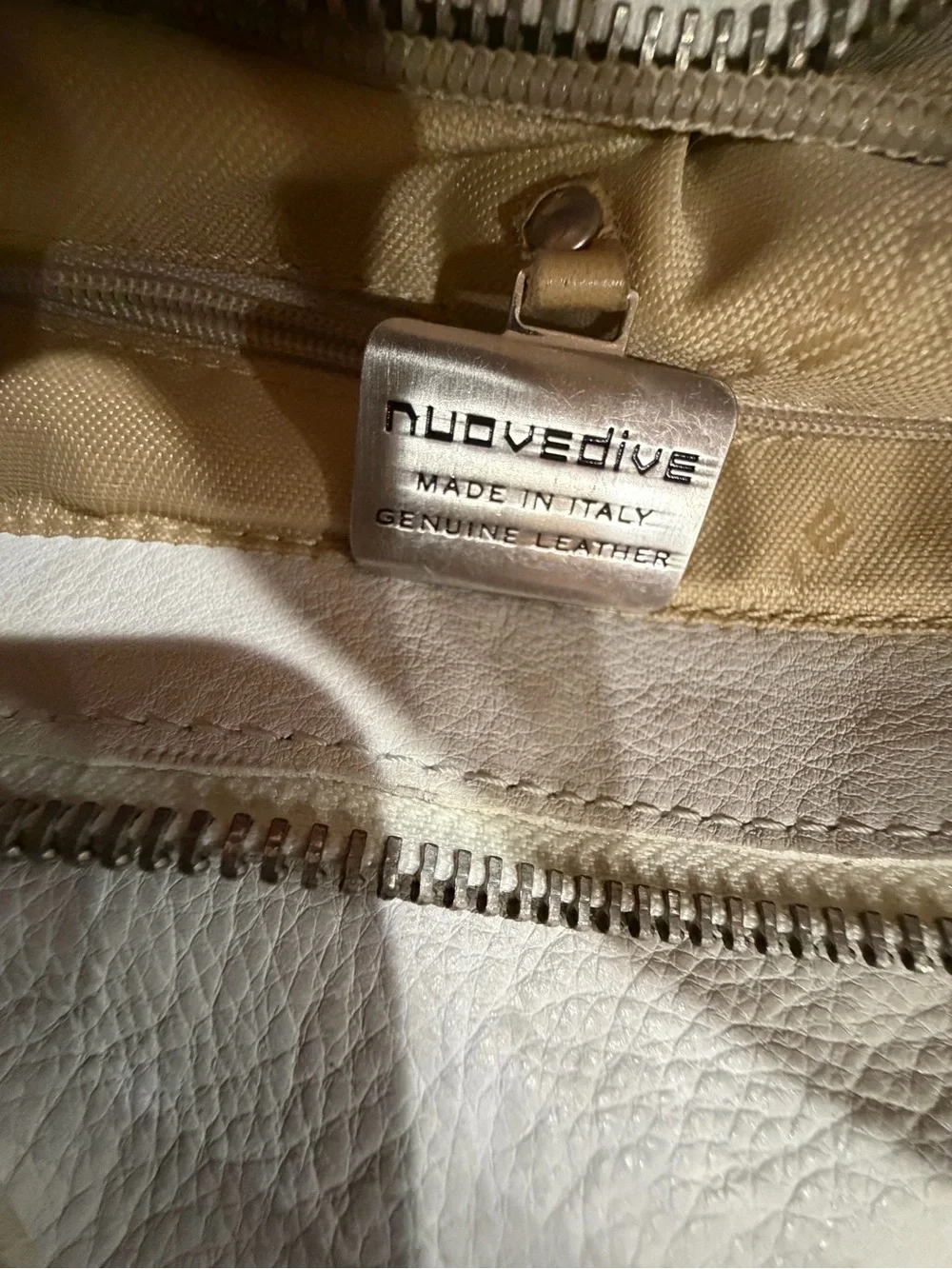 White Leather Drawstring Shoulder Bag